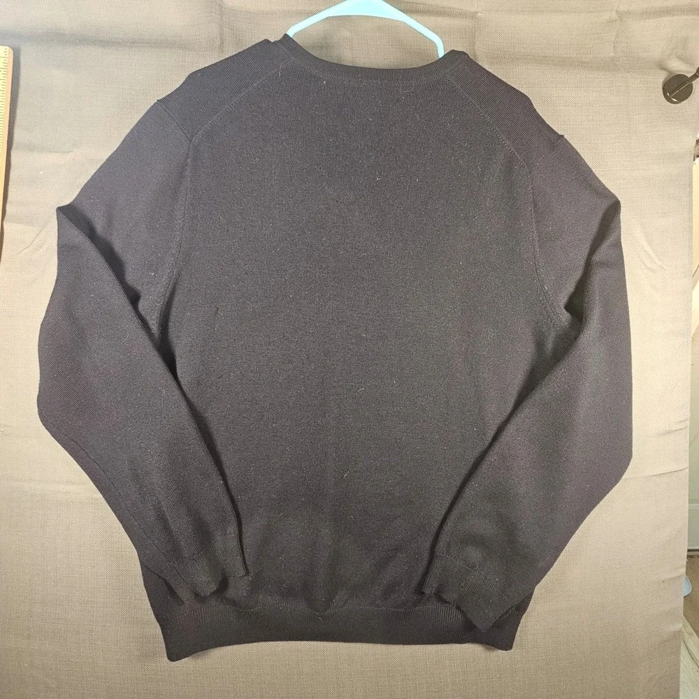 Brooks Brothers Extra Fine Italian Merino Wool V-Neck Sweater black blue Mens XL
